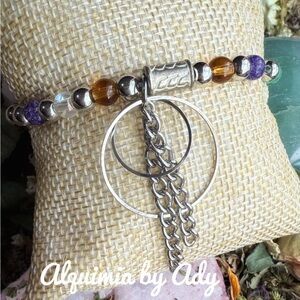 Alquimia Multicolor Beaded Bracelet with Silver Accents purple jade